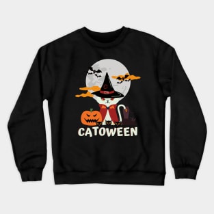 Catoween, cat halloween, cat lover, happy halloween Crewneck Sweatshirt